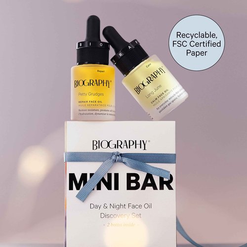 Facial Oil Gift Set- Skin Care Kit for Women- Smoothing, Quieting Moisturizer & Hydrator- Daily & Overnight Use- Beauty Travel Size Skincare Set- Ideal Gift for Women & Teens- Mini Bar by Biography