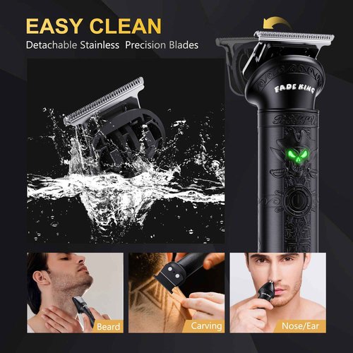 FADEKING® Professional Hair Clippers for Men - Cordless Beard Trimmer for Men, LCD Display Hair Clippers and Trimmer Set for Barber Haircut & Mens Grooming with Travel Case(Black)