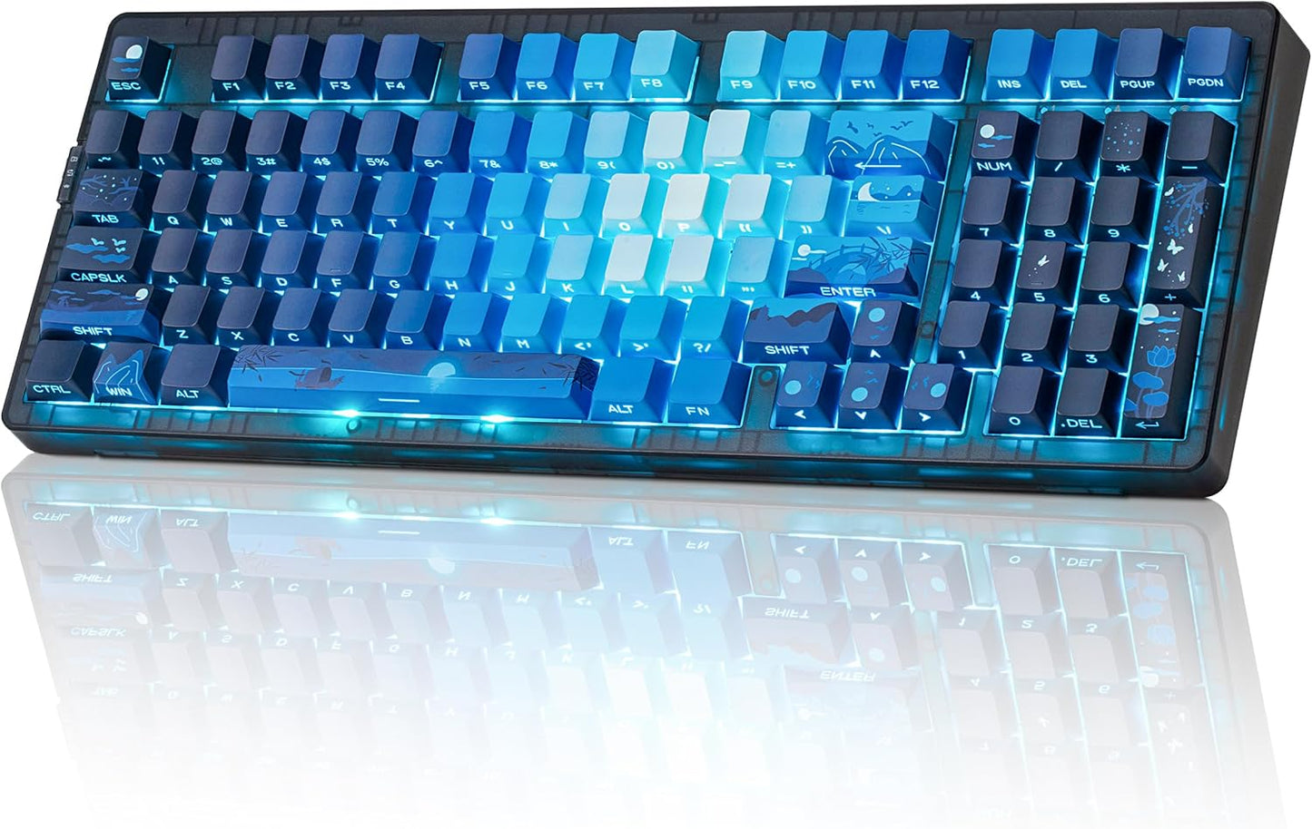 ZORNHER ZH980 Wireless Mechanical Gaming Keyboard,95% Blue Hot-Swappable Custom Creamy Keyboard with Number Pad,Shine Through Dye Sublimation PBT Keycaps,Pre-lubed Linear Switches,RGB Backlit