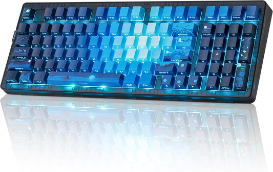 ZORNHER ZH980 Wireless Mechanical Gaming Keyboard,95% Blue Hot-Swappable Custom Creamy Keyboard with Number Pad,Shine Through Dye Sublimation PBT Keycaps,Pre-lubed Linear Switches,RGB Backlit