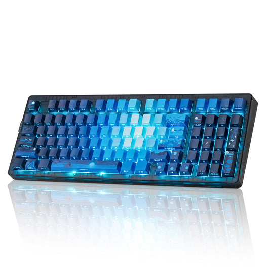 ZORNHER ZH980 Wireless Mechanical Gaming Keyboard,95% Blue Hot-Swappable Custom Creamy Keyboard with Number Pad,Shine Through Dye Sublimation PBT Keycaps,Pre-lubed Linear Switches,RGB Backlit