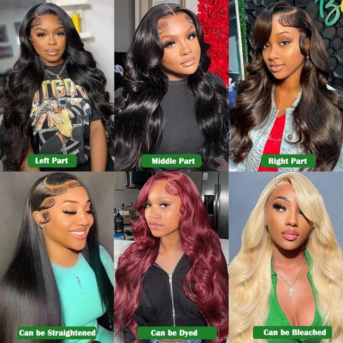 IUPin 13x4 Body Wave Lace Front Wigs Human Hair Pre Plucked Glueless HD Transparent Lace Frontal Wigs for Black Women 180 Density Brazilian Human Hair Wig with Baby Hair 20 Inch Bleached Knots