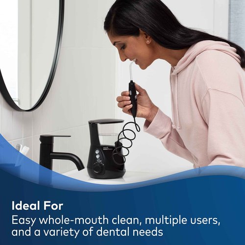 Waterpik Aquarius Water Flosser with 10 Settings, 7 Tips, ADA Accepted Black WP-662 Bundle with Waterpik Fresh Mint Whitening Refill Tablets 30 Count WT-30