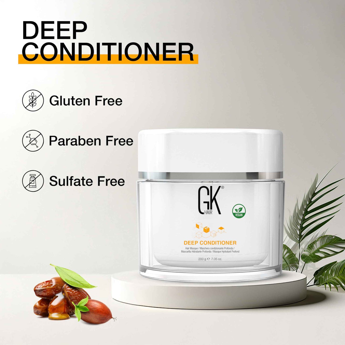 GK HAIR Global Keratin Deep Conditioner Masque Pack of 2 (7.05 Fl Oz/200 g) Intense Hydrating Repair Treatment Mask for Dry Damaged Color Treated Frizzy Hair Restoration Formula with JOJOBA Seed Oils
