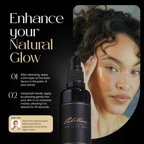 Alitura Anti-Aging Peptide & Collagen Gold Serum for Face – with Vitamin A, CoQ10 & Astaxanthin – Korean-Inspired Hydrating Serum for Wrinkles, Radiance & Firmness – 50ml