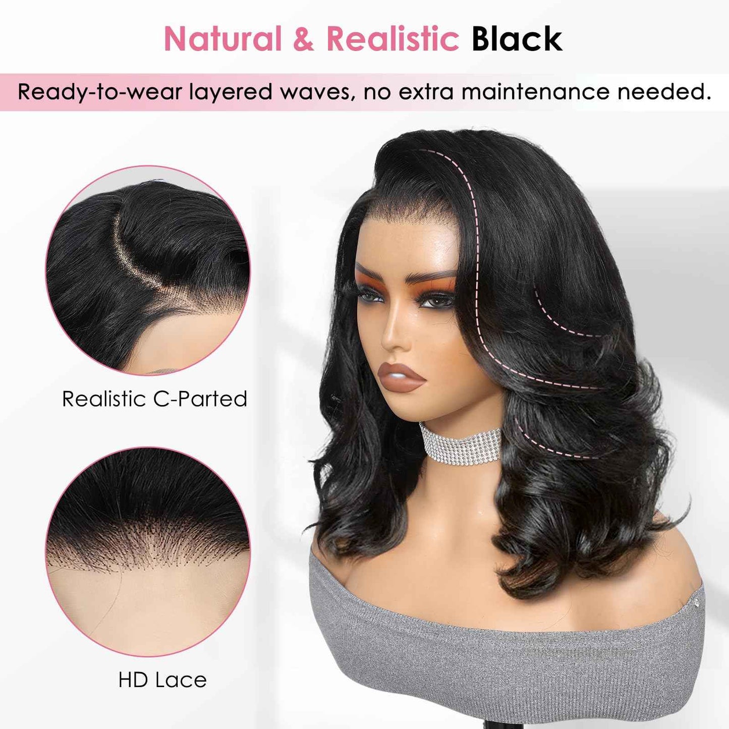 250 Density Layered Bob Wig Human Hair With Curtain Bangs 15A 6x6 Face-Framing Wear Go Glueless Wigs Human Hair Pre Plucked Pre Cut Bob Body Wave Ready To Wear Hd Lace Glueless Wigs Human Hair 14 Inch