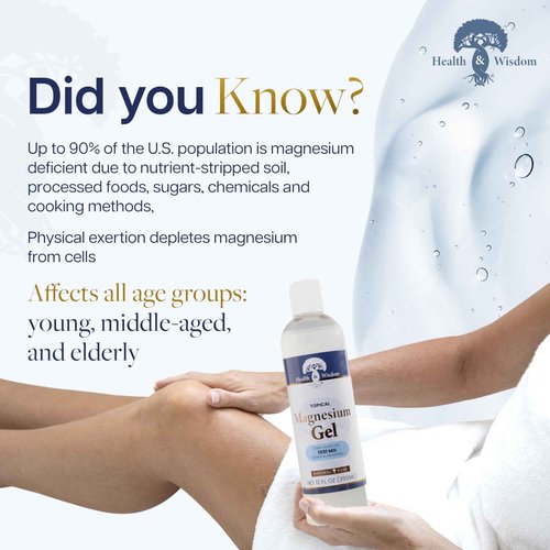 Health and Wisdom Pure Magnesium Gel with Seaweed Extract - Topical Muscle & Joint Relief- Natural and Pure Skin & Scalp Moisturizing - Enhanced Absorption - 64 Fl oz
