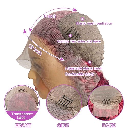 MISSJAY 18 inch Burgundy Lace Front Wigs, Body Wave Glueless HD Lace Frontal with 13x6 Hd Lace Front and 180 Density