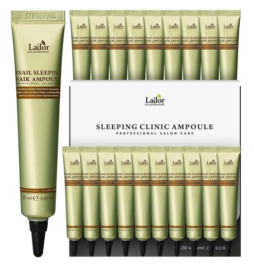 LADOR Snail Sleeping Hair Ampoule Serum - Intensive Overnight Leave-In Mask - Treatment for Frizzy Dry Damaged Thinning Hair Korean Haircare