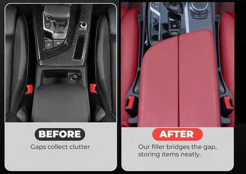 EnzeroTools Car Seat Gap Filler, 2-Pack No-Drop Seat Side Gap Seam Filler Organizer with Phone Holder, Universal Fit Fill The Gap Between Seat & Console, Perfect for Car, SUV, Truck