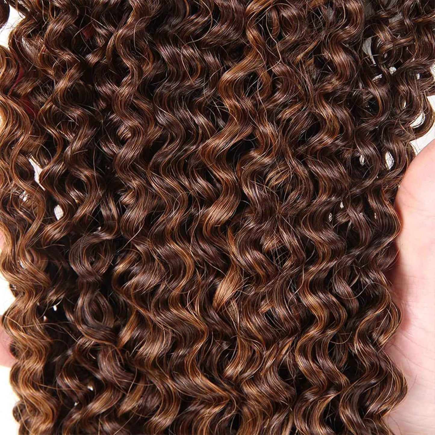 Highlight Human Hair Bundles Brown 26 28 30 Inch Color P4/30 Curly Wave Bundles Human Hair Extension Highlight Brown 12A Unprocessed Brazilian Virgin Double Weft Double Weft