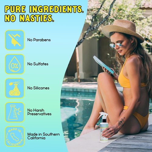 Pre-Swim Hair Protection Spray – Chlorine, Salt Water & Sauna for Swimmers - Coconut Oil, Jojoba, Aloe Vera & Vitamin E Leave-In Conditioner - Protects Color-Treated & Dry Hair, Made in USA