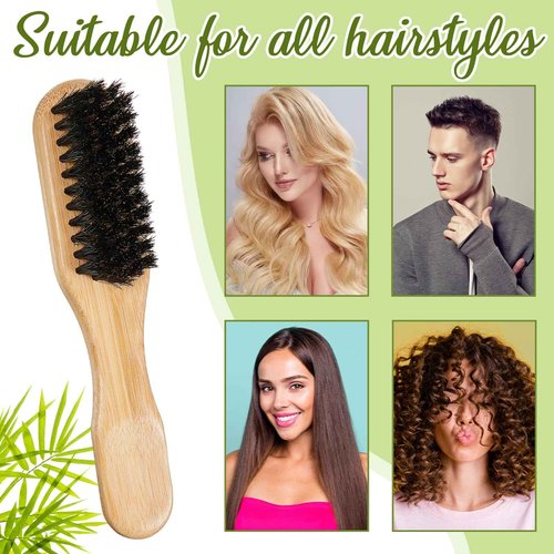 Weysat 48 Pack Boar Bristle Hair Brushes - Natural Wooden Handle Brushes for Thick Hair, Beard, Frizz Control, Pet Grooming, Smoothing Flyaways - Dual Use for Women, Men, Cat & Dog