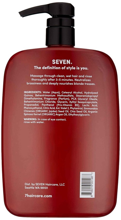 SEVEN Hair Care Rinzu Helio Violet Conditioner for Women & Men with Aragan Oil, Purple Conditioner for Blonde Hair & Brassiness, Sulfate + Paraben Free, Cruelty Free, Made in USA, 32 oz