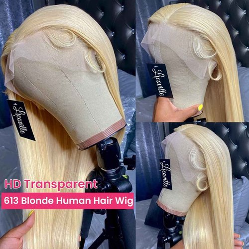 Licoville 613 Lace Front Wigs Human Hair 24 Inch Blonde HD Lace Front Wig 150% Density Straight 13x4 613 Lace Front Human Hair Wig for Black Women Pre Plucked Hairline
