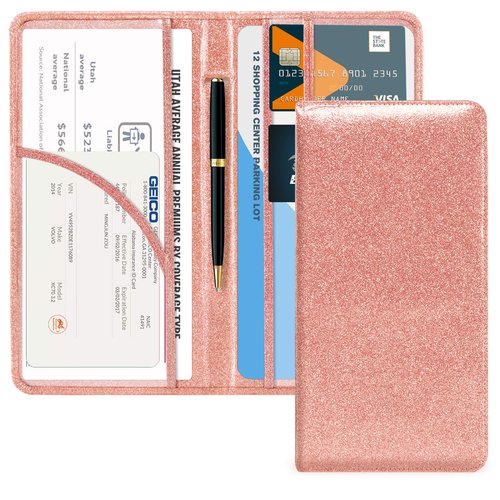 CoBak Car Registration and Insurance Holder - Vehicle Glove Box Car Organizer,Auto Truck Comparment Accessories Case with Magnetic Closure for Essential Document,Driver License,Cards