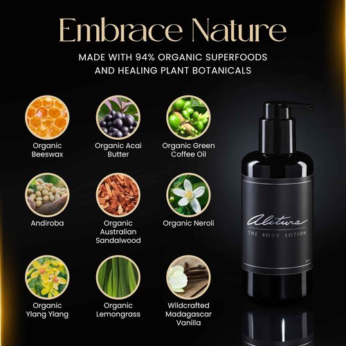 Alitura Naturals Organic Face & Body Lotion – Anti-Aging Moisturizer with Olive Oil & Acai Butter – Hydrating Cream for Dry, Sensitive & Aging Skin – For Men & Women – 200ml