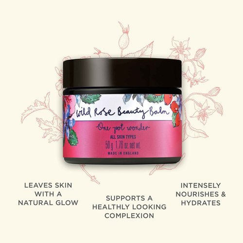 Neal's Yard Wild Rose Beauty Balm, Featuring Rosehip Oil, Hemp Seed & Shea Butter, Nourishing & Exfoliating Cleanser, Vegetarian Approved, Cruelty-Free, 50g