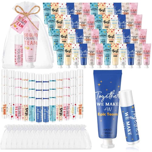 Dansib 48set/192pcs Best Team Ever Gifts Christmas Bulk Gifts for Coworkers Women Employee Appreciation Gift Christmas Party Favors Xmas Stocking Stuffers Items Travel Hand Lotion and Lip Balm Set