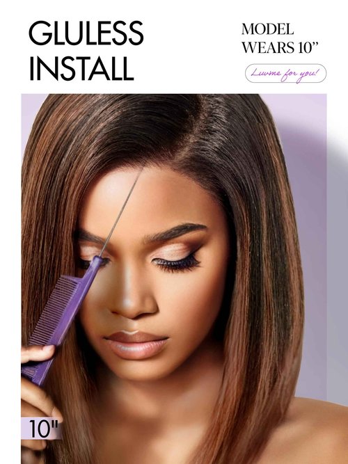 LUVME HAIR Bob Wig 100% Human Hair Wigs Glueless Lace Front 200% Density 10 Inches Brown Highlights Bob, Pre Cut Plucked Hd Lace Short Wig Ready To Go Natural Color Straight Bleached Knots Side Part