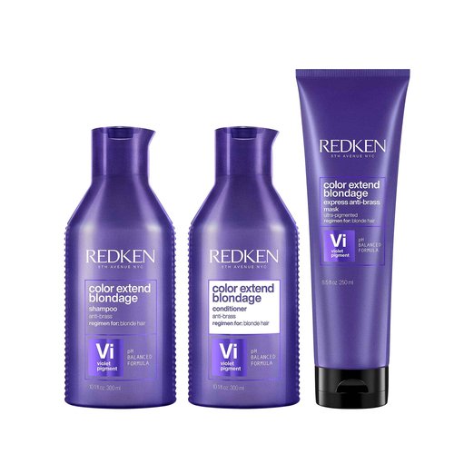 Redken Color Extend Blondage Color Depositing Purple Shampoo, Conditioner and Anti-Brass Mask Set For Blonde Hair - Neutralizes Brassy Tones In Blonde Hair With Citric Acid