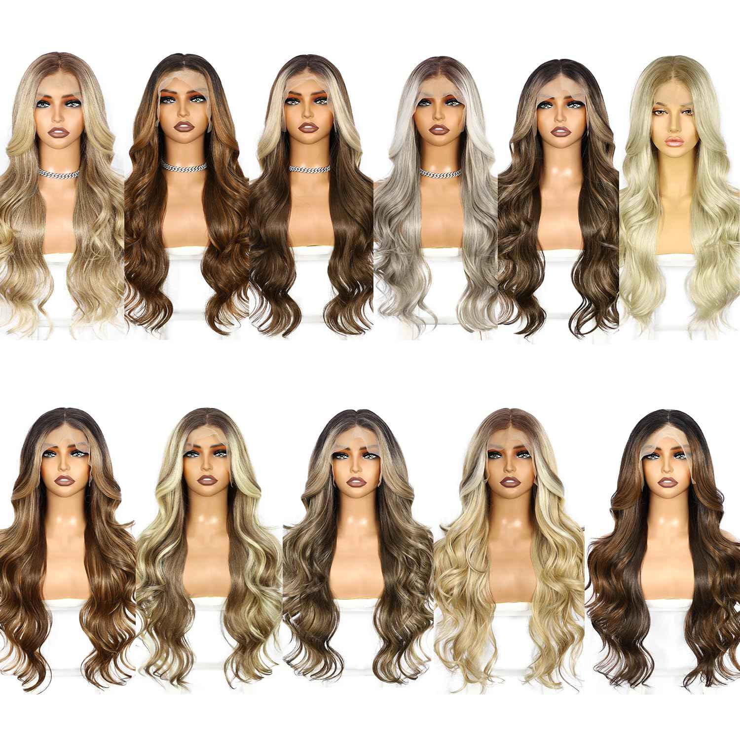 LLEI'Z Ombre Dark Brown Wavy Wig for Women, 13x4 Transparent Lace Front Long Dark Brown Wigs Middle Part Wavy Natural Looking Synthetic Heat Resistant Fiber for Daily Party Use 26 Inch