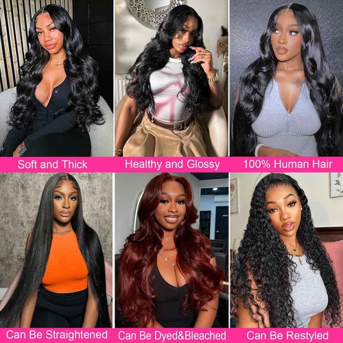 Caplina 16A Human Hair Bundles 16 18 20 22 Inch Body Wave 400g Unprocessed Brazilian Virgin Hair 4 Bundles Deals Human Hair Extensions Quick Weave Human Hair Natural Black Color