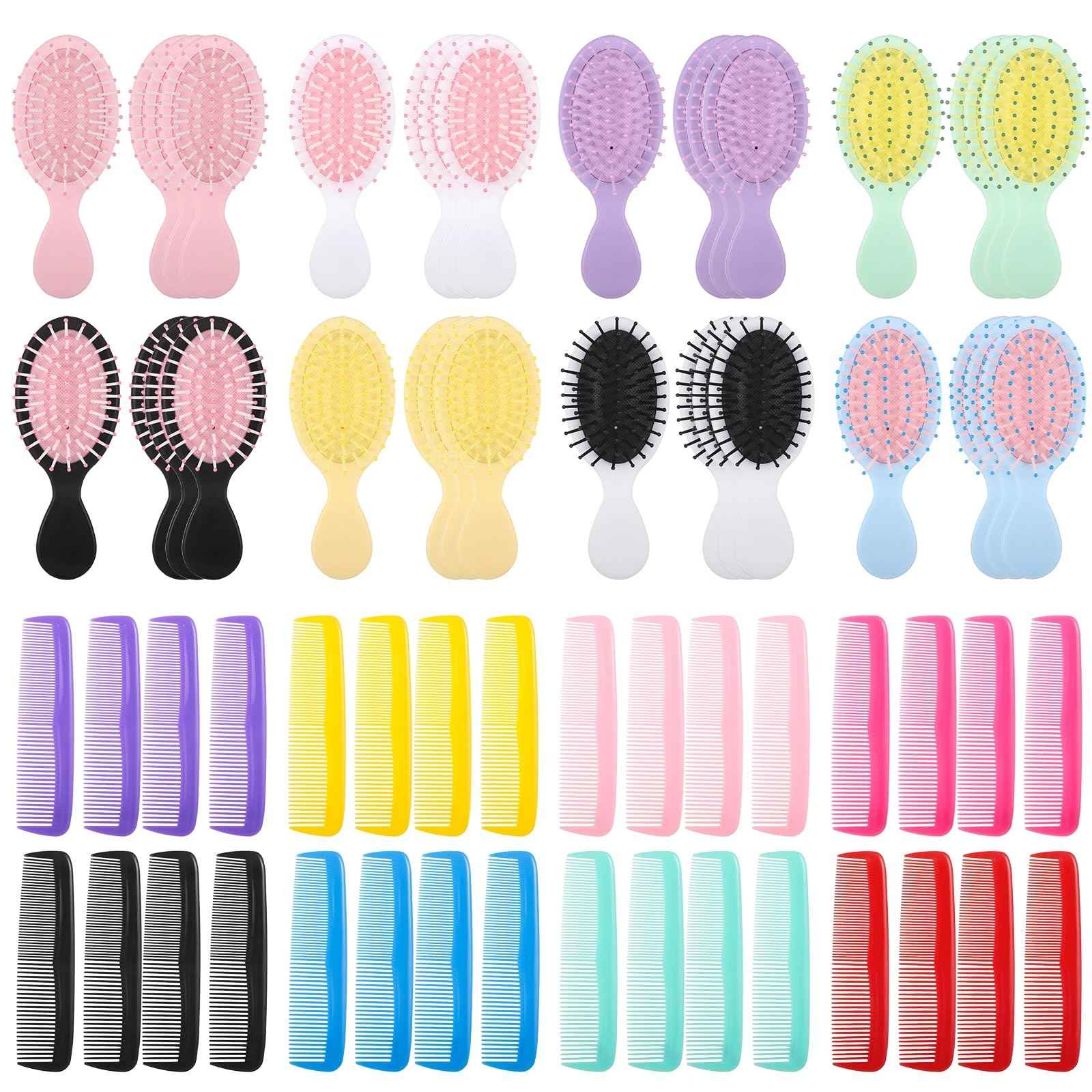128 PCS Mini Wet Hair Brush Bulk, Travel Detangling Comb Brush with Soft Bristles for Wet and Dry Hair, Smoothing Knots with Ease for Most Hair Types