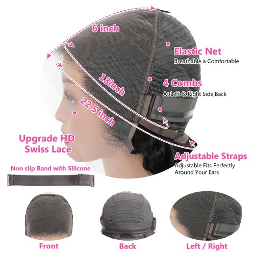 Arseomi Deep Wave Lace Front Wigs Human Hair 200% Density13x6 HD Transparent Deep Wave Lace Frontal Wigs Pre Plucked Deep Wave Wig Glueless Curly Lace Front Wigs for Women (22 Inch)