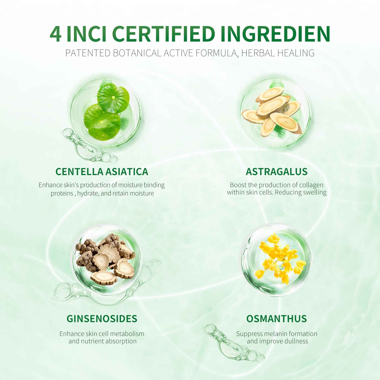 Jovclé Moisturizing Facial Essence, Luxurious Herbal Hydrating Serum for Face & Neck, Enriched with Centella Asiatica, Ginseng & Osmanthus, 1 fl. oz