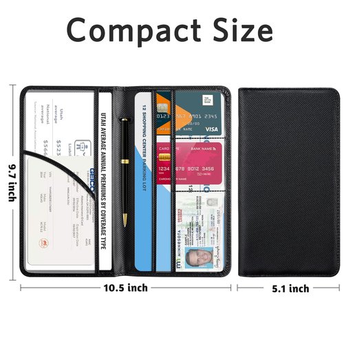 CoBak Car Registration and Insurance Holder - Vehicle Glove Box Car Organizer,Auto Truck Comparment Accessories Case with Magnetic Closure for Driver License,Cards