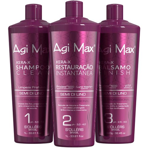 Agi Max Brazilian Keratin Hair Treatment Kit 1000ml - 3 Steps - The Best Straightening!