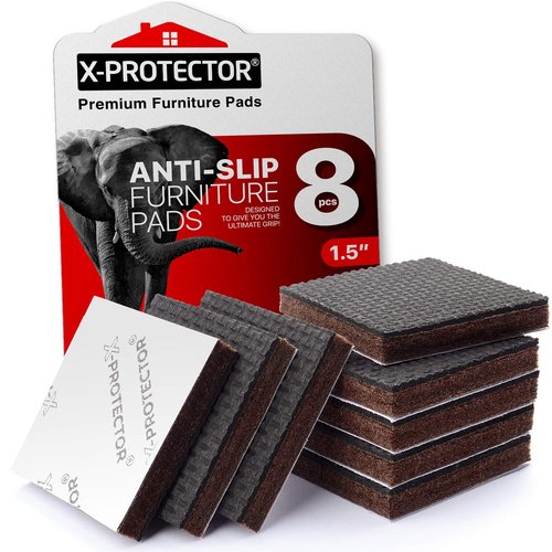 Non Slip Furniture Pads 8 pcs 1 1/2" X-Protector - Premium Furniture Grippers! Self-Adhesive Rubber Feet Furniture Feet - Ideal Non Skid Furniture Pad Floor Protectors - Keep Furniture in Place!