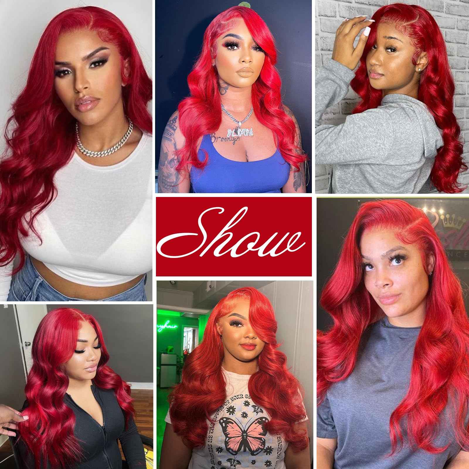 30 Inch Red Human Hair Wig 200% Density Colored Body Wave 13x4 Bright Red Human Hair Lace Front Wigs Pre Plucked HD Lace Frontal Wigs Human Hair for Women