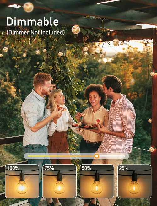 Brightown Outdoor String Lights, 200 FT(100FT*2) Globe Patio Lights with 100 G40 Shatterproof Bulbs, Waterproof Connectable Commercial Hanging Light for Backyard Bistro Porch Cafe