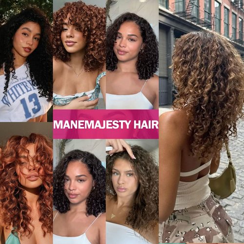 ManeMajesty 12A Real Brazilian Curly Human Hair Bundles 3 Pcs 12 Inch Bundle with 4x4 Lace Closure 100% Unprocessed Brazilian Virgin Human Hair Vogue Curly Extensions for Black Women Natural Color
