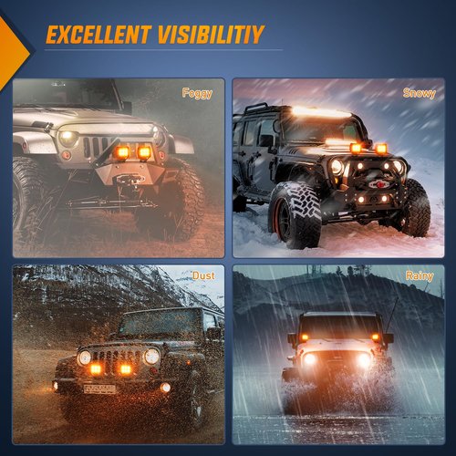 Nilight 4 Inch LED Light Pods Amber Spot Beam Driving Fog Lights 2PCS 18W Off Road Work Lighting for Truck ATV UTV RV Pick-up Van Boat Tractor