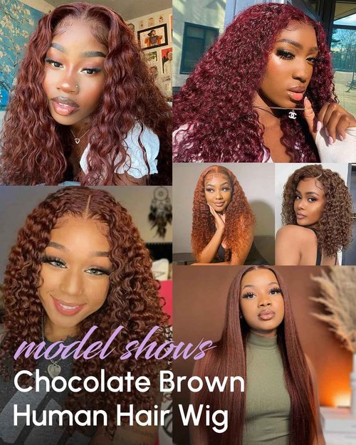 Finsa 28 Inch Chocolate Brown Deep Wave Lace Front Wig Human Hair 13x6 200 Density Hd Lace Front Glueless Wigs Curly Wig Human Hair Pre Plucked With Baby Hair