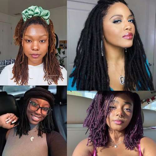0.6cm 14 Inch Human Hair Locs Extensions 30 Strands Dreadlocs Extensions Real Human Hair Natural Black for Women Men Kids Full Handmade Permanent Human Hair Locs Can Be Dyed and Bleached