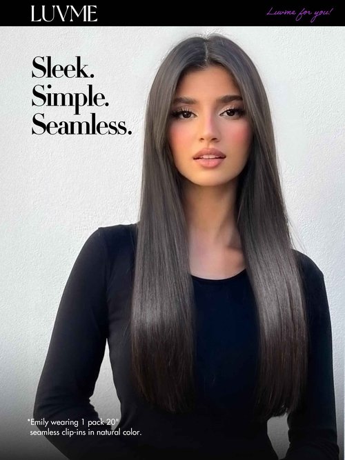 LUVME Straight Seamless 16inch 110g 7Pcs Clip in Hair Extensions Full Max Remy Human Hair Extensions, Natural Black 100% Real Soft Human Hair Extensions