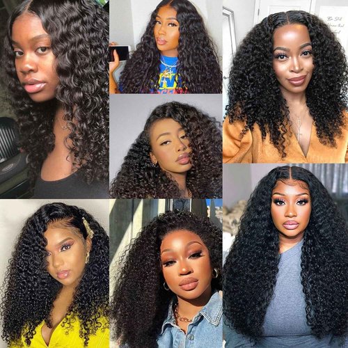 Curly Clip in Hair Extensions for Black Women Brazilian Virgin Human Hair Clip in Extensions 8Pcs Kinky Curly Clip ins Human Hair with 18Clips Double Lace Weft 120g 20nch Natural Black