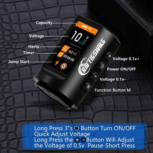 Rattlesnake Rotary Tattoo Machine Pen V4 Digital LED Display 4.2mm Stroke Length with Extra Battery