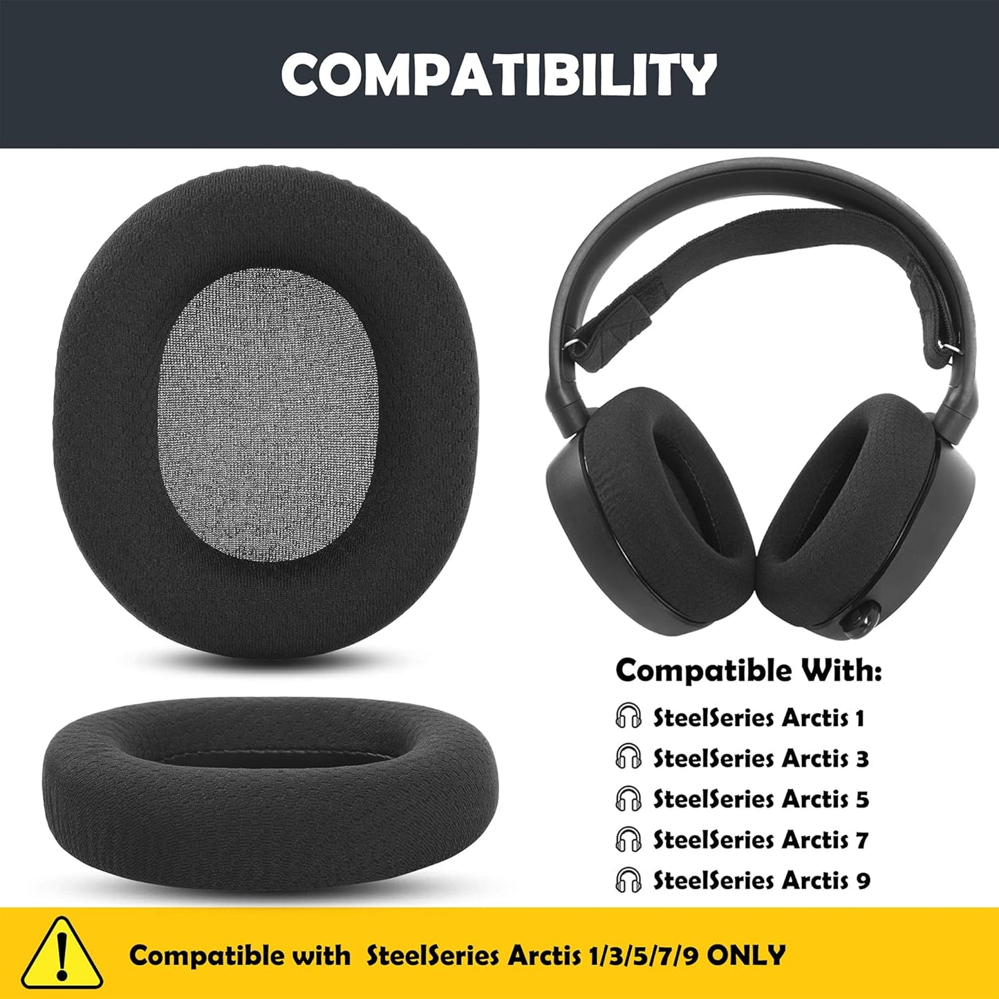 Arctis 5 Earpads Replacement Cushion for Arctis 1,Arctis 3,Arctis 5,Arctis 7,Arctis 9 Gaming Headsets Ear Covers with Durable Fabric