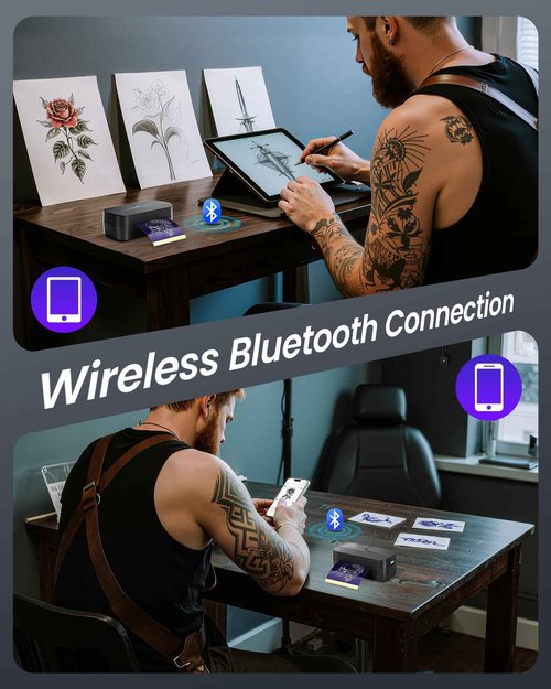 TATTMUSE 2025 New Series TP32 Tattoo Stencil Printer, Mini Tattoo Printer with 30 Pcs Transfer Paper, Stencil Printers for Tattooing, Tattoo Machine for Artists & Beginners