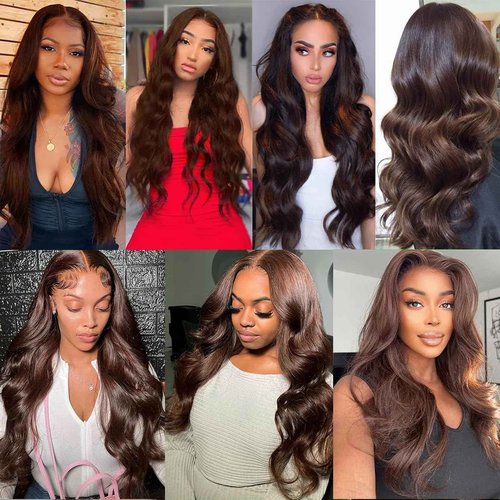 Fabimiya 16 18 20 Inch Human Hair Bundles Chocolate Brown 4# Body Wave Bundles Human Hair 100% Unprocessed Soft Sewn In Hair with Double Weft for Black Women