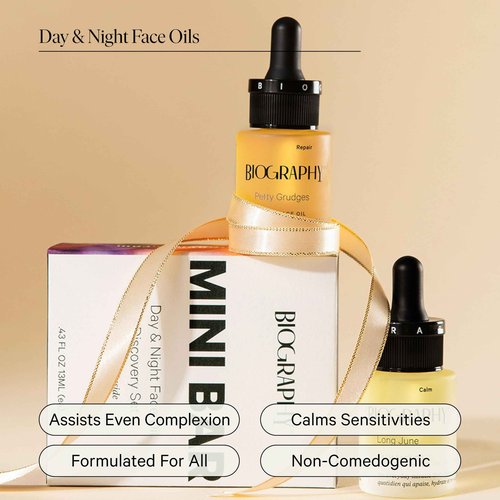 Facial Oil Gift Set- Skin Care Kit for Women- Smoothing, Quieting Moisturizer & Hydrator- Daily & Overnight Use- Beauty Travel Size Skincare Set- Ideal Gift for Women & Teens- Mini Bar by Biography