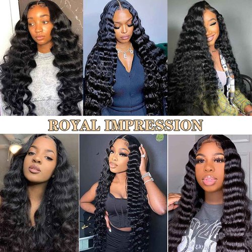 Loose Wave Lace Front Wigs Human Hair 200% Density 13x4 HD Transparent Full Lace Frontal Wigs Human Hair 12A Loose Deep Wave Glueless Wigs Human Hair Pre Plucked for Black Women (20 Inch)