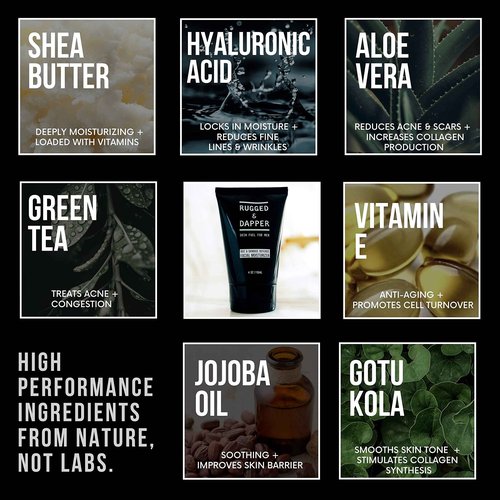 RUGGED & DAPPER - Daily Power Scrub Facial Cleanser, Age + Damage Defense Face Moisturizer and Age Defense Eye Complex