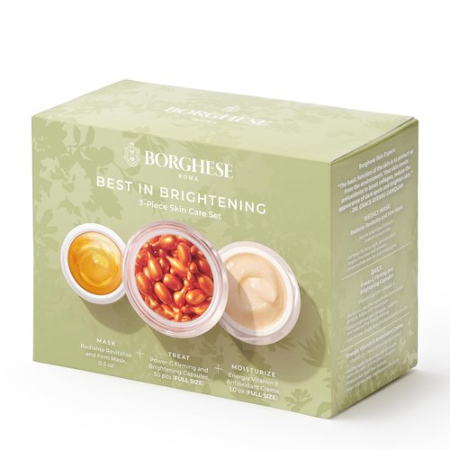 Borghese 3-Piece Best in Brightening Gift Set - Includes Firming Mask, Vitamin C Serum Capsules & Vitamin E Face Cream, Anti Aging Skin Care Set