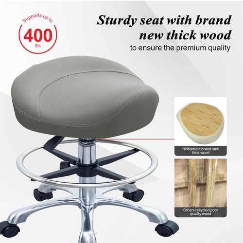 Rolling Saddle Stool, Height Adjustable with Wheels, Esthetician Chair Ergonomic Stool for Salon, Cutting, Tattoo, Lash